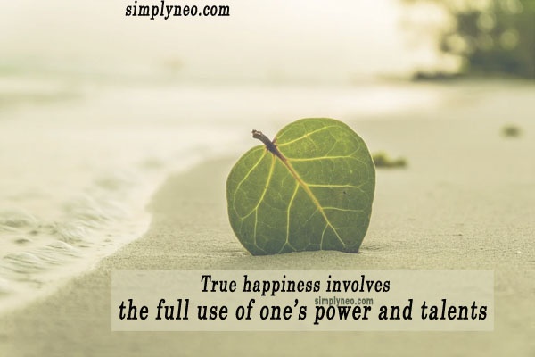 True happiness involves the full use of one’s power and talents.