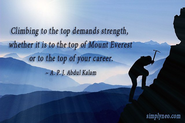 Climbing to the top demands strength