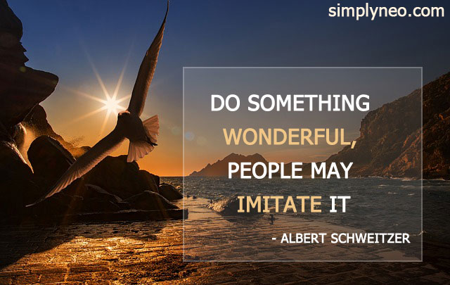 Do something wonderful, people may imitate it. ~ Albert Schweitzer