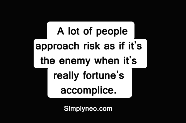 A lot of people approach risk as if it's the enemy when it's really fortune's accomplice.