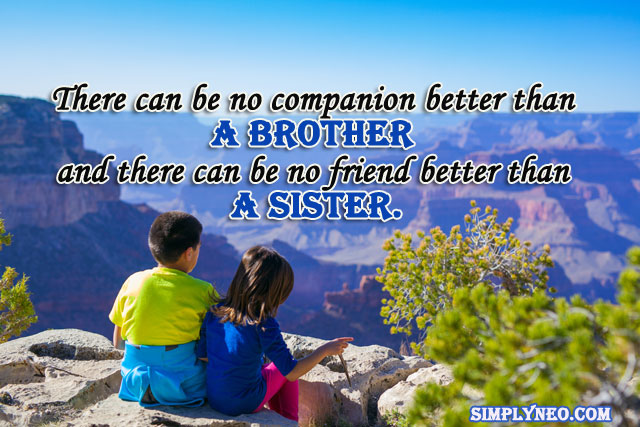 There can be no companion better than a brother and there can be no friend better than a sister.