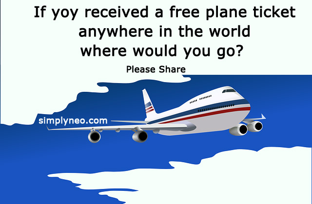 If you received a free plane ticket anywhere in the world where would you go? Please share Facebook quiz, social media quiz, puzzle world, time pass quiz